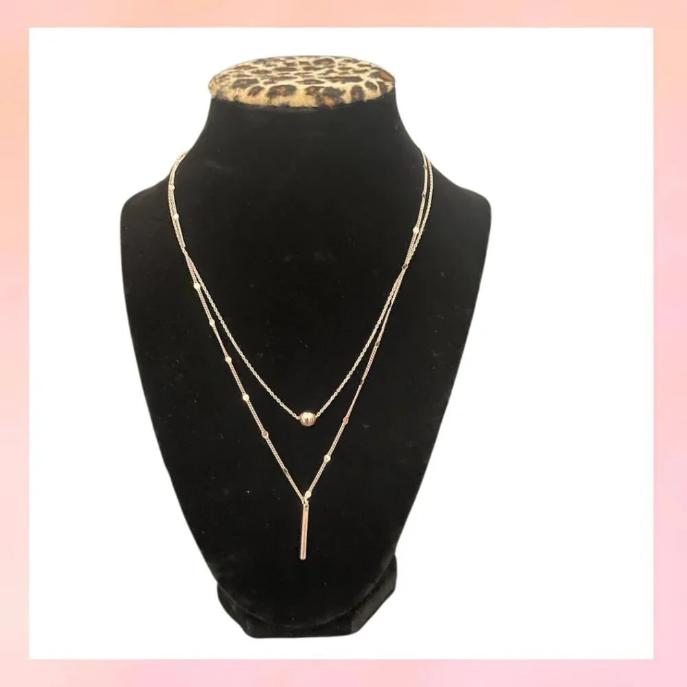 Vintage Boutique Bar Layered Double Necklace